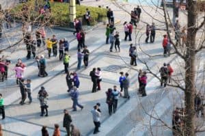 Ballroom dancing spotted from the Nanjing city wall.